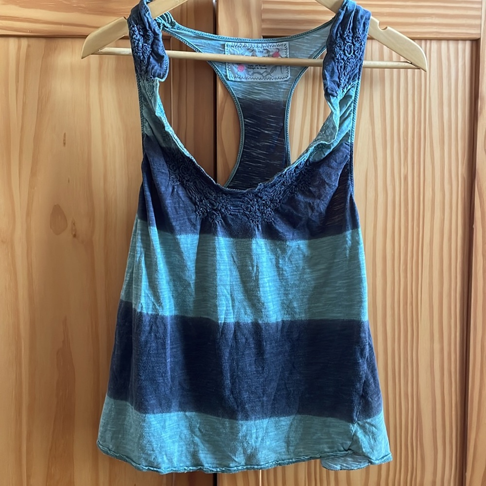 Free People Striped Racerback Floral Detail - Small